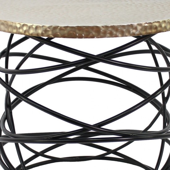 Industrial Accent Table With Cool Cable-Shaped Metal Base