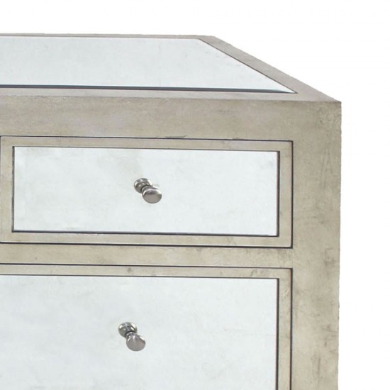 Modern Mirrored Wooden Cabinet With 4 Drawers