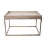 Rustic Unfinished Accent Table With Rimmed Top