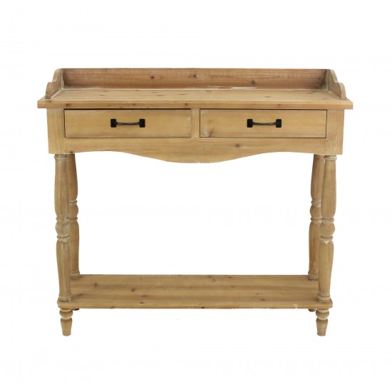 Rustic Unfinished Dressing Table / End Table With 2 Drawers