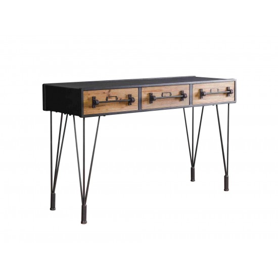 Minimalist Industrial Iron Console Table With Antiqued Façade