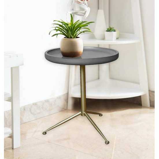 Wooden End Table With Round Top