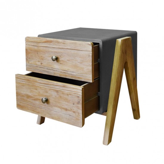 Wooden Side Table With Rectangular Top