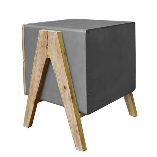 Wooden Side Table With Rectangular Top