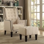 ACME Ophelia 2Pc Pack Chair & Ottoman, Cream Linen