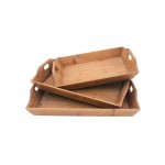 Country Cottage Wooden Serving Tray Set With 3 Pieces