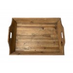 Country Cottage Wooden Serving Tray Set With 3 Pieces