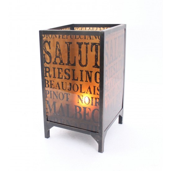 Vintage Cuboid Candle Holder With Letter Pattern