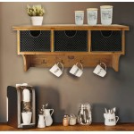 Rustic Wooden Wall Shelf With 3 Drawers
