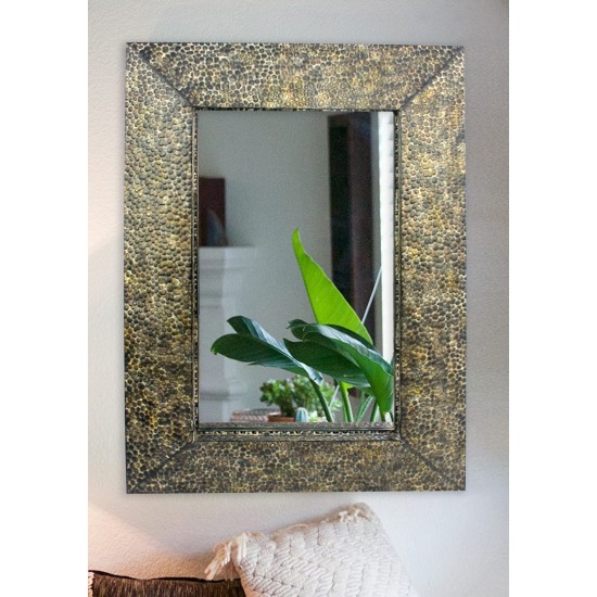 Coastal Dressing Mirror With Gravel-Like Mosaic Frame