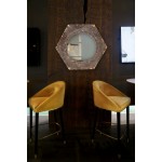 Vintage Round Cosmetic Mirror With Hexagon Frame