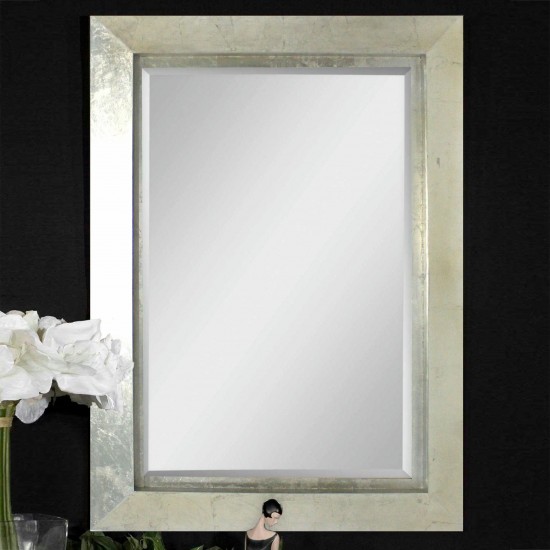 Contemporary Rectangular Silver Cosmetic Mirror