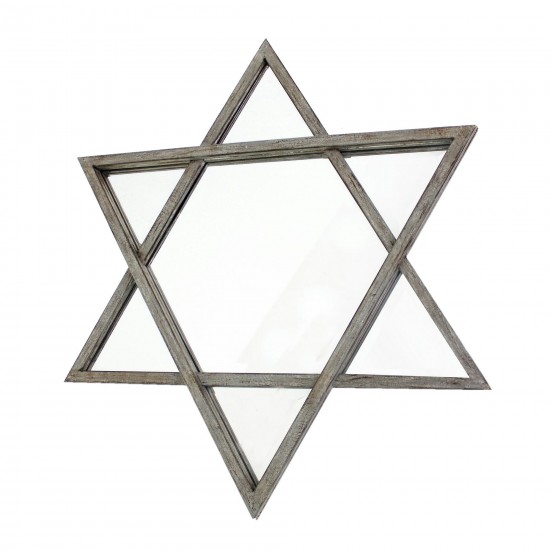 Rustic Hexagram Wooden Cosmetic Mirror