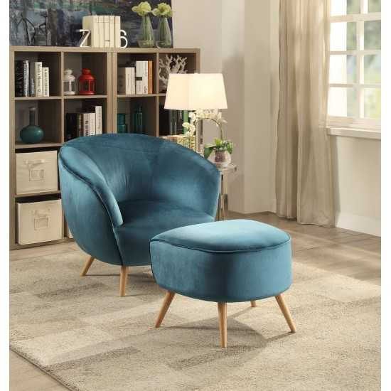 ACME Aisling Ottoman, Teal Velvet