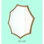 Contemporary Cosmetic Mirror With Minimalist Gold Curved Hexagon Frame