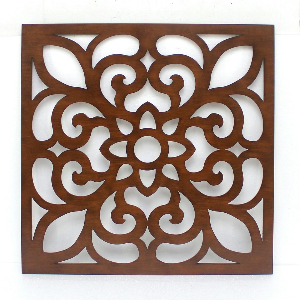 Vintage Floral Wooden Wall Sculpture