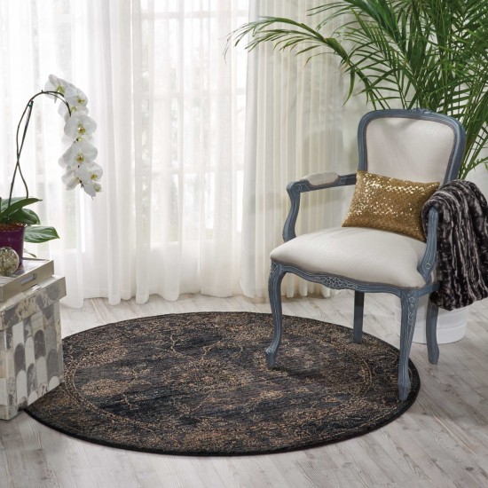 Nourison 2020 NR202 Area Rug, Charcoal, 5' x Round