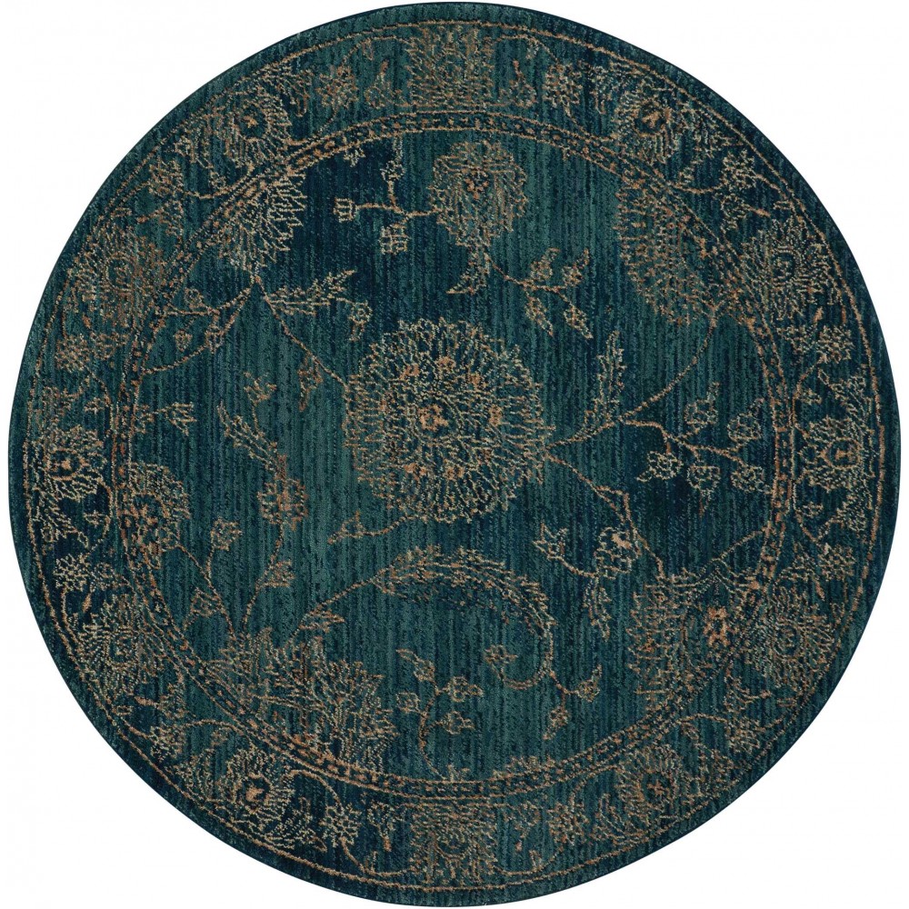 Nourison 2020 NR202 Area Rug, Teal, 5' x Round