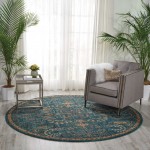 Nourison 2020 NR204 Area Rug, Teal, 7'5" x Round