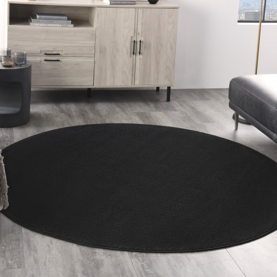 Nourison Essentials NRE01 Area Rug, Black, 6' x Round