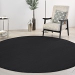 Nourison Essentials NRE01 Area Rug, Black, 8' x Round