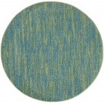 Nourison Essentials NRE01 Area Rug, Blue/Green, 4' x Round