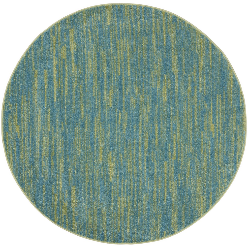 Nourison Essentials NRE01 Area Rug, Blue/Green, 4' x Round