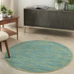 Nourison Essentials NRE01 Area Rug, Blue/Green, 4' x Round