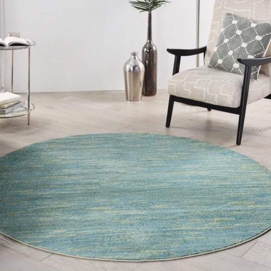 Nourison Essentials NRE01 Area Rug, Blue/Green, 6' x Round