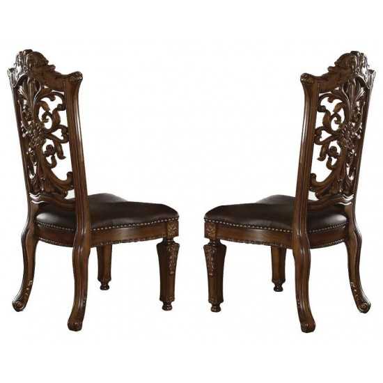 ACME Vendome Side Chair (Set-2), PU & Cherry