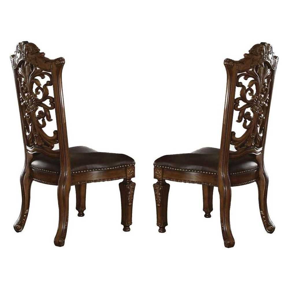 ACME Vendome Side Chair (Set-2), PU & Cherry