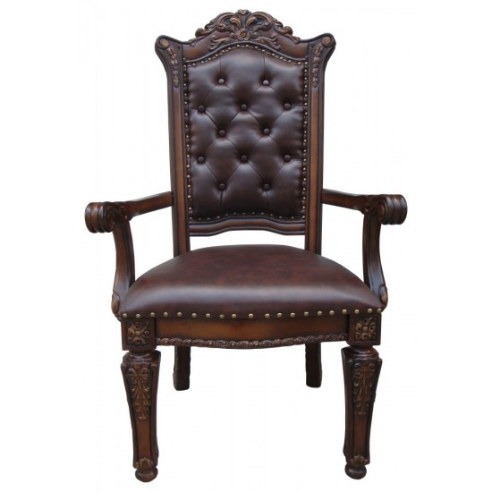 ACME Vendome Arm Chair (Set-2), PU & Cherry