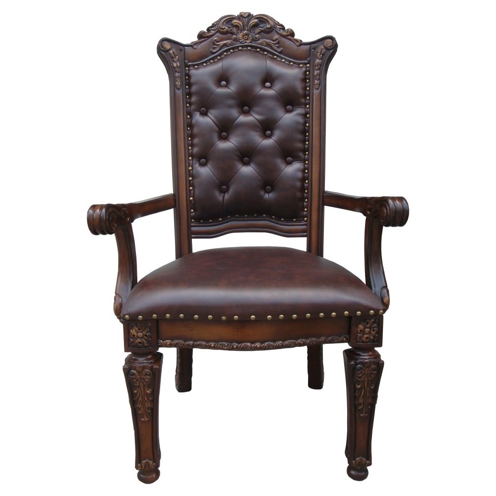 ACME Vendome Arm Chair (Set-2), PU & Cherry