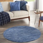 Nourison Essentials NRE01 Area Rug, Navy/Blue, 4' x Round