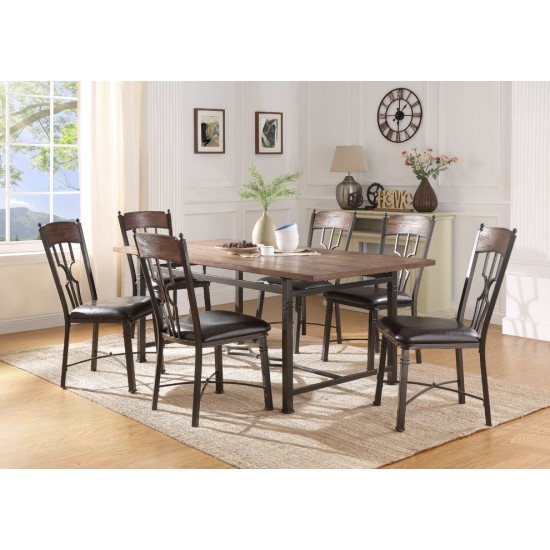 ACME LynLee Dining Table, Weathered Dark Oak & Dark Bronze