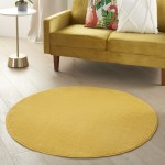 Nourison Essentials NRE01 Area Rug, Yellow, 4' x Round