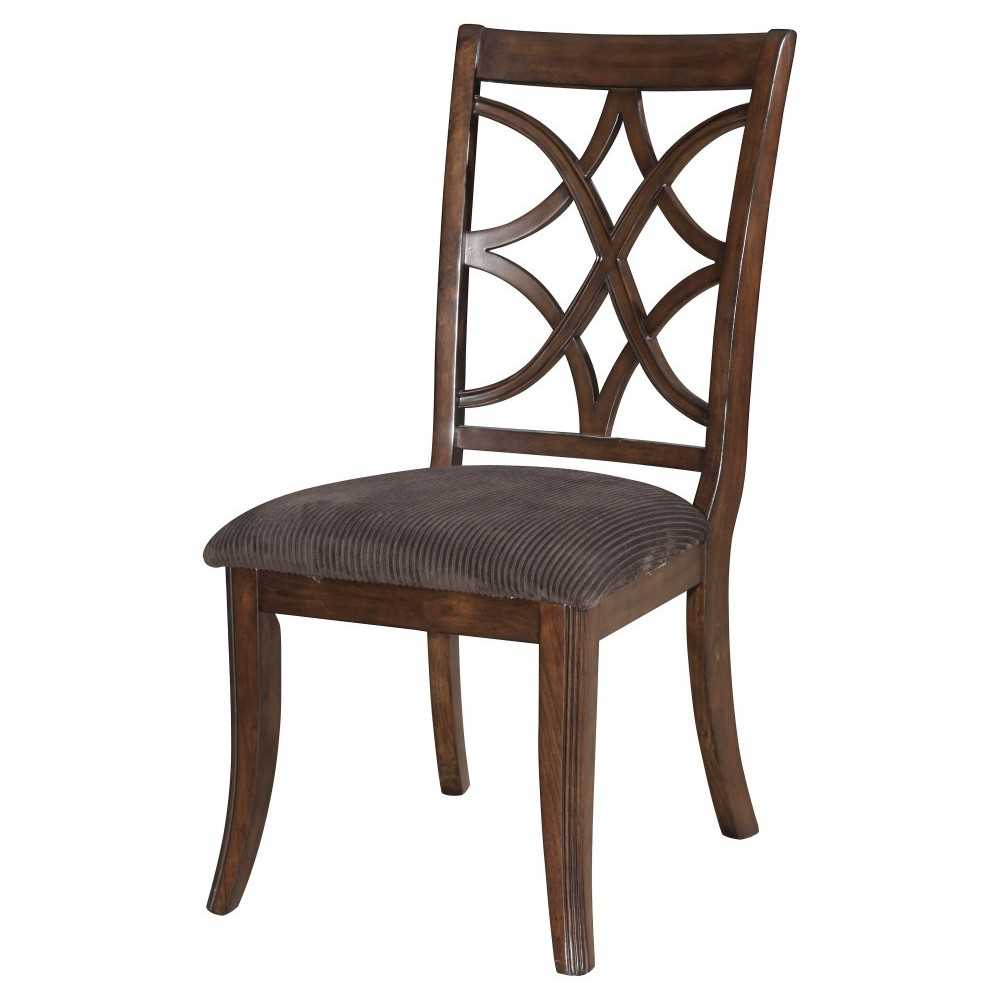 ACME Keenan Side Chair (Set-2), Dark Walnut & Brown Microfiber ACME Keenan Side Chair (Set-2), Dark Walnut & Brown Microfiber