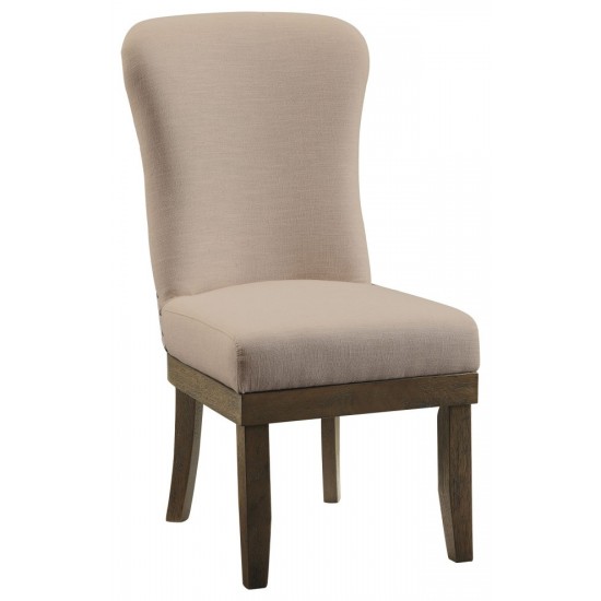 ACME Landon Side Chair (Set-2), Beige Linen & Salvage Brown