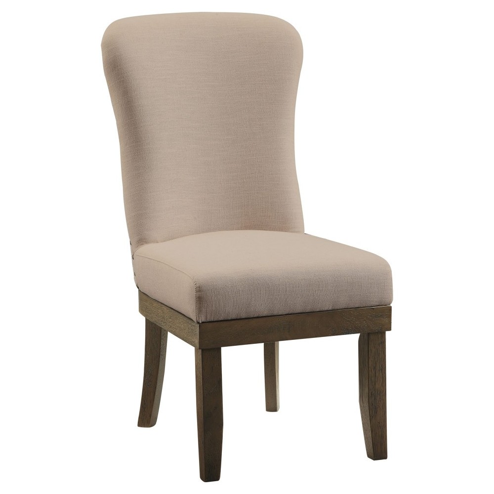 ACME Landon Side Chair (Set-2), Beige Linen & Salvage Brown ACME Landon Side Chair (Set-2), Beige Linen & Salvage Brown