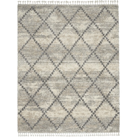 Nourison Oslo Shag OSL01 Area Rug, Ivory/Grey, 7'10" x 10'6"