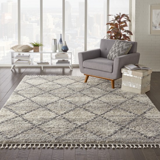 Nourison Oslo Shag OSL01 Area Rug, Ivory/Grey, 7'10" x 10'6"