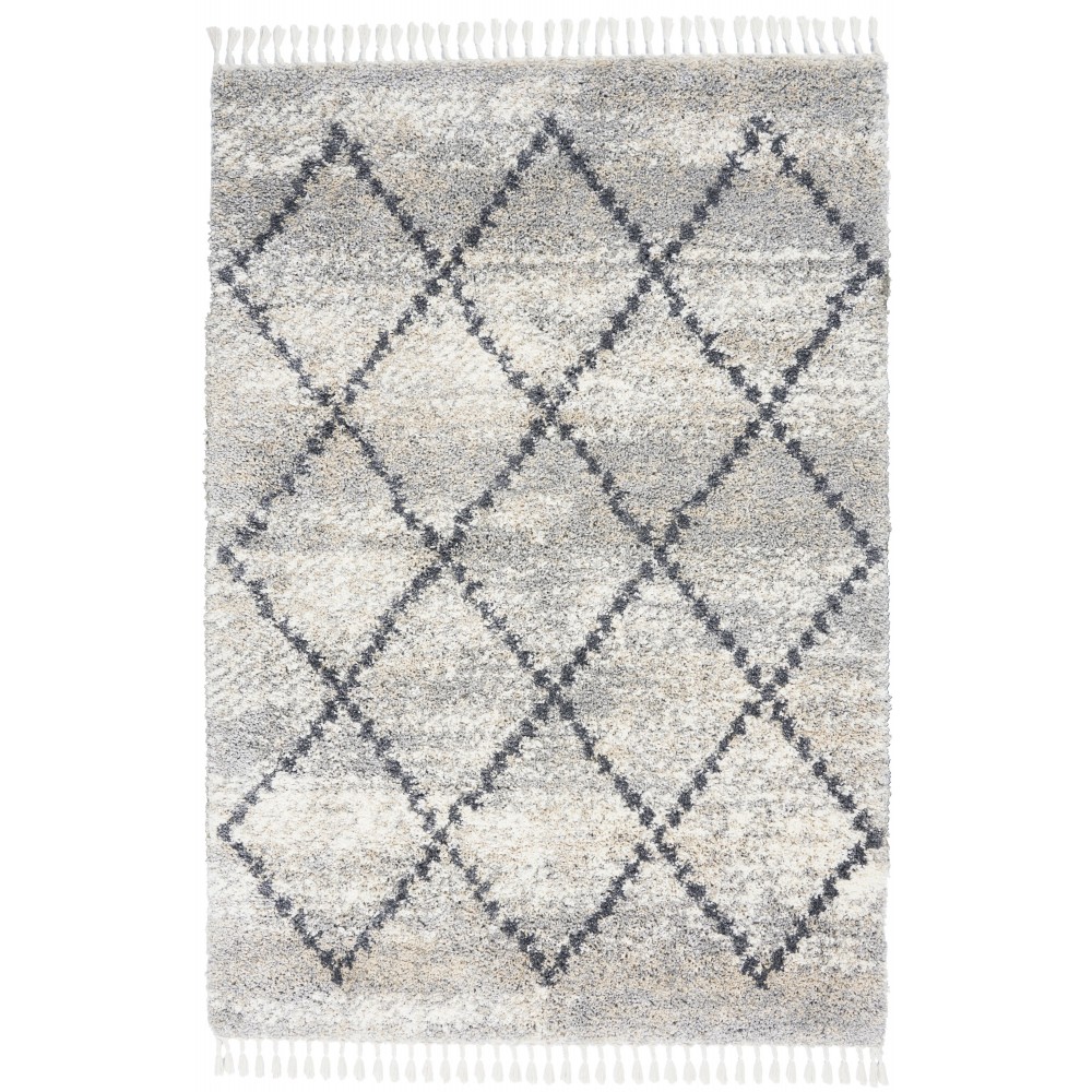 Nourison Oslo Shag OSL01 Area Rug, Silver/Grey, 5'3" x 7'9"