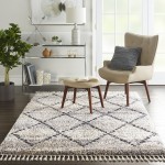 Nourison Oslo Shag OSL01 Area Rug, Silver/Grey, 5'3" x 7'9"