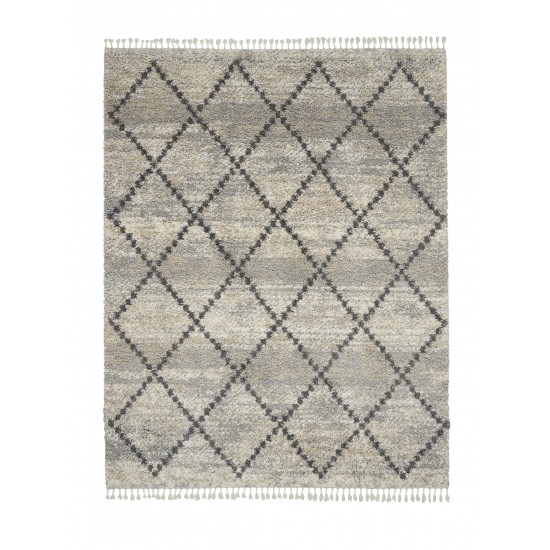 Nourison Oslo Shag OSL01 Area Rug, Silver/Grey, 7'10" x 10'6"