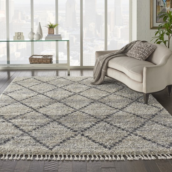 Nourison Oslo Shag OSL01 Area Rug, Silver/Grey, 7'10" x 10'6"