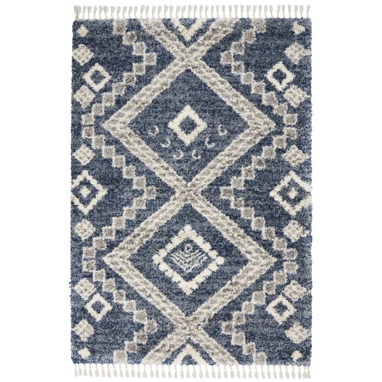 Nourison Oslo Shag OSL02 Area Rug, Denim Blue, 5'3" x 7'9"