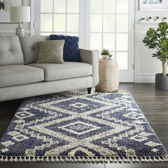 Nourison Oslo Shag OSL02 Area Rug, Denim Blue, 5'3" x 7'9"