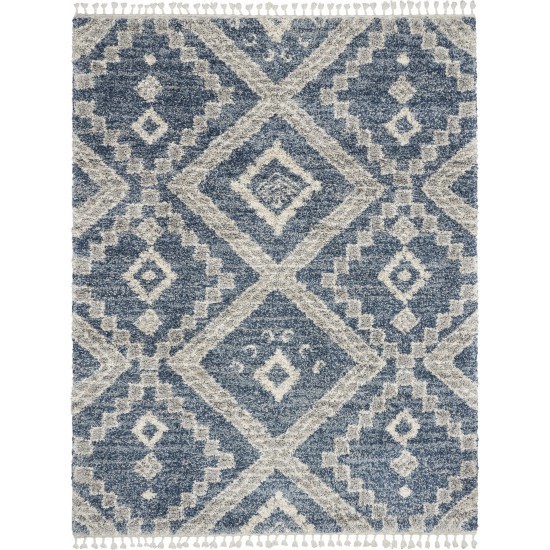 Nourison Oslo Shag OSL02 Area Rug, Denim Blue, 7'10" x 10'6"