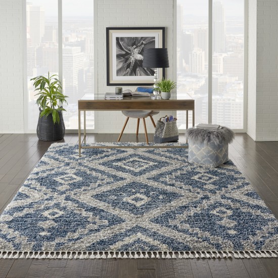 Nourison Oslo Shag OSL02 Area Rug, Denim Blue, 7'10" x 10'6"