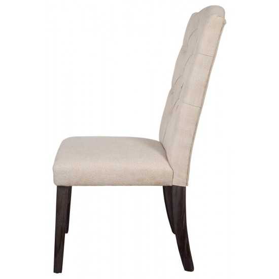 ACME Gerardo Side Chair (Set-2), Beige Linen & Weathered Espresso